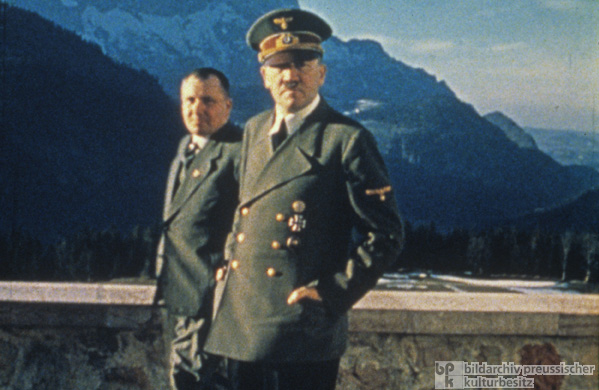 Martin Bormann and Adolf Hitler on the Berghof Terrace (1942)